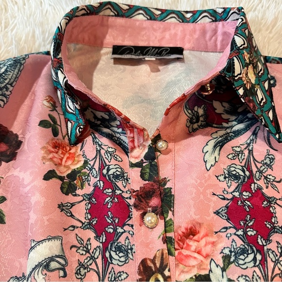 * RARE Dalia MacPhee Floral Baroque Print Shirt Dress Size S - Picture 13 of 16
